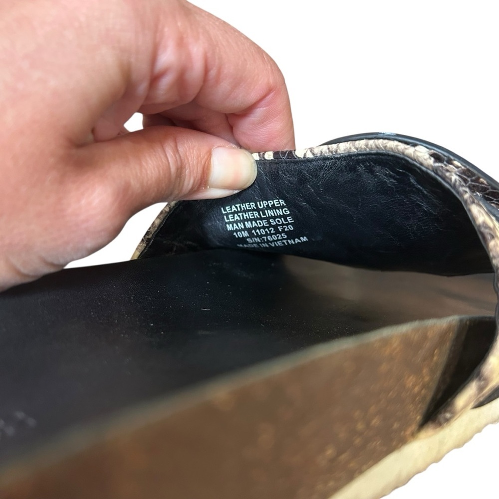 Tory Burch Leigh Anatomic slide snake print sandals sz 10 logo embossed leather - Picture 6 of 7